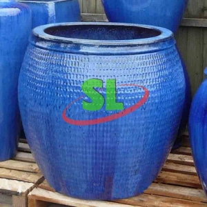 Outdoor Large Blue Glazed Pots